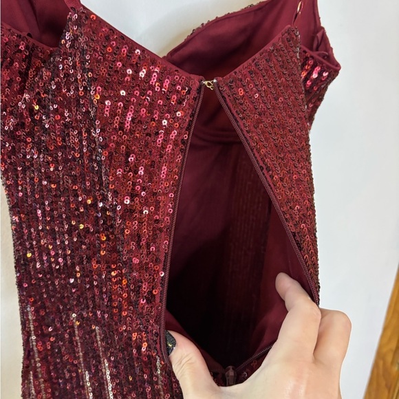 Fashion Nova Striking Arrival Burgundy Silver Sequin Mini Dress - Picture 8 of 10
